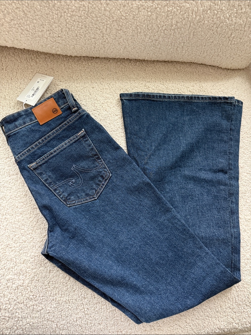 AG Adriano Goldschmied Dark Blue Wide-Leg High-Rise Jeans